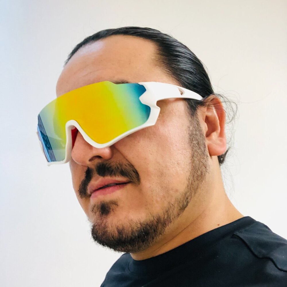 Sport Men Sunglasses Outdoor White Frame Mirror Lens‎ Beach Shades Lentes Gafas